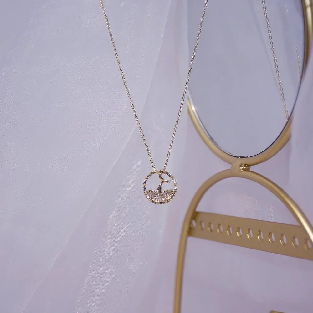 NEW 14K Gold Plated Diamond Mermaid Necklace a